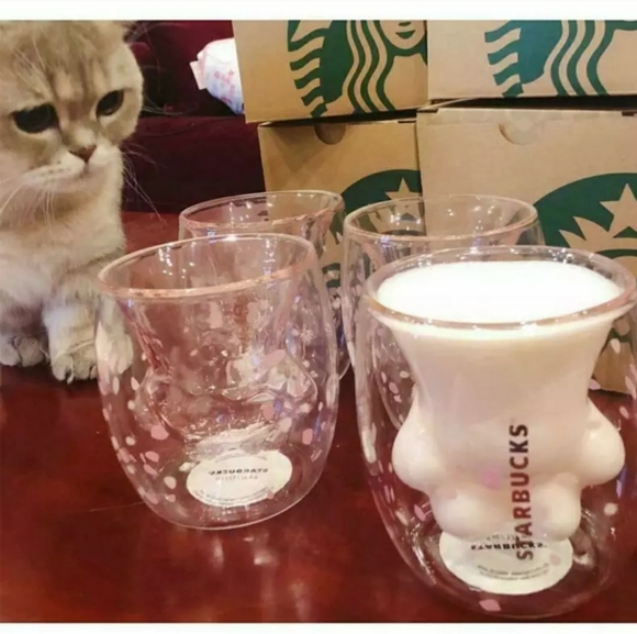 Starbucks Glass Paw Pink Cherry Blossom Cup Rare! - Picture 5 of 11